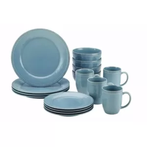 Rachael Ray Cucina 16-Piece Agave Blue Dinnerware Set