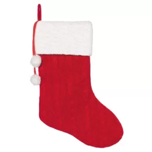 Amscan 18 in. Fabric Cable Knit Deluxe Christmas Stockings (2-Pack)