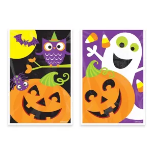 Amscan 6 in. x 4 in. Halloween Plastic Treat Bag Assortment (80-Count, 5- Pack)