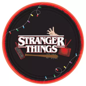 Amscan Stranger Things 9 in. Black Halloween Plates Round Paper (4-Pack)