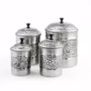 Old Dutch 4-Piece Antique Pewter Embossed "Heritage" Canister Set