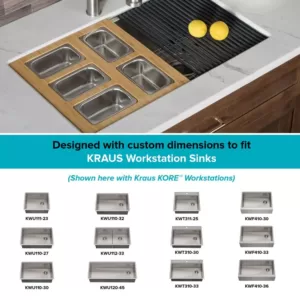 KRAUS 16.75 in. Workstation Kitchen Sink Serving Board Set with Stainless Steel Mixing Bowl and Colander