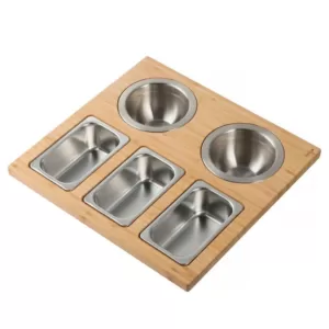 KRAUS 16.75 in. Workstation Kitchen Sink Composite Serving Board Set with Stainless Steel Bowls