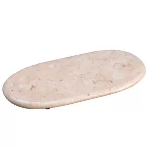 Creative Home 6 in. L x 14 in. W Natural Champagne Marble Oval Shaped Serving Tray Cheese Serving Board Pastry Board