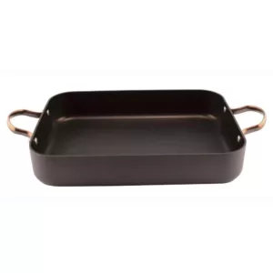 BergHOFF Ouro Hard Anodized Aluminum Black Roaster Pan with Rose Gold Handles