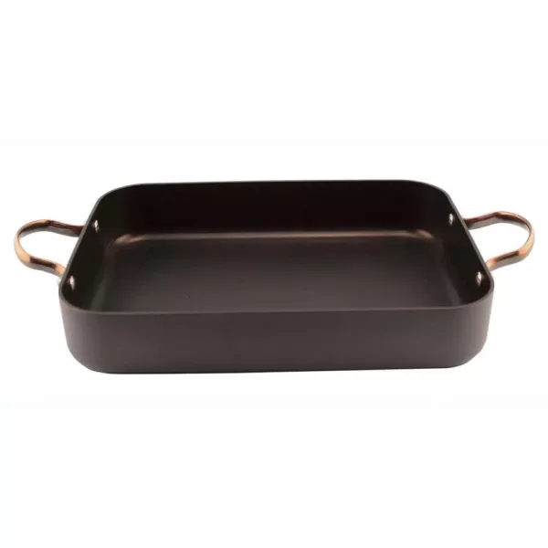 BergHOFF Ouro Hard Anodized Aluminum Black Roaster Pan with Rose Gold Handles