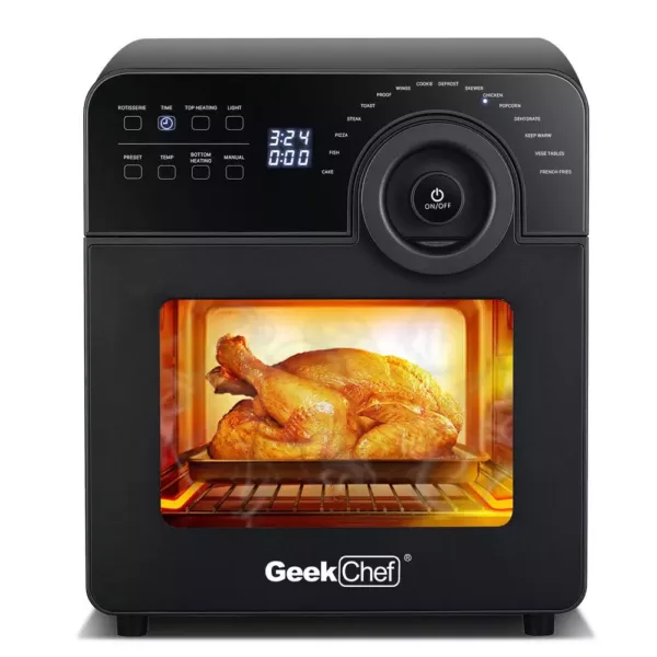 Boyel Living 15 Qt. Black Stainless Steel 16 in 1 Digital Air Fryer Oven with Rotisserie and Dehydrator, 8 Accessories Included