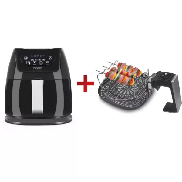CASO 3.2 qt. Black Air Fryer with Barbecue Accessories