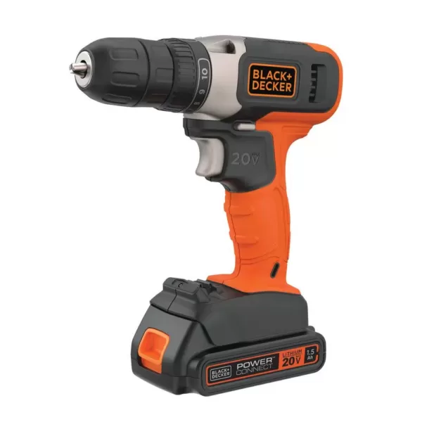BLACK+DECKER 20-Volt Lithium-Ion Cordless 3/8 in. Drill/Driver with 1.5Ah Battery and Charger