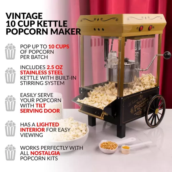 Nostalgia 390 W 2.5 oz. Black Kettle Popcorn Maker with Lighted Interior