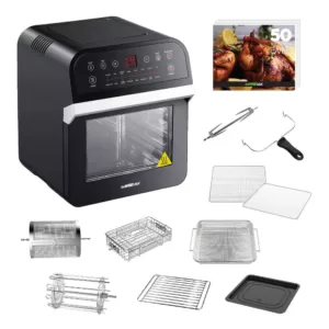 GoWISE USA 12.7 Qt. Black Rotisserie Oven and Air Fryer with Recipe Book