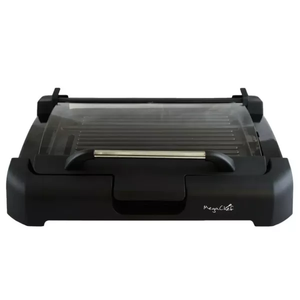 MegaChef 165 sq. in. Black Reversible Indoor Grill and Griddle with Removable Lid