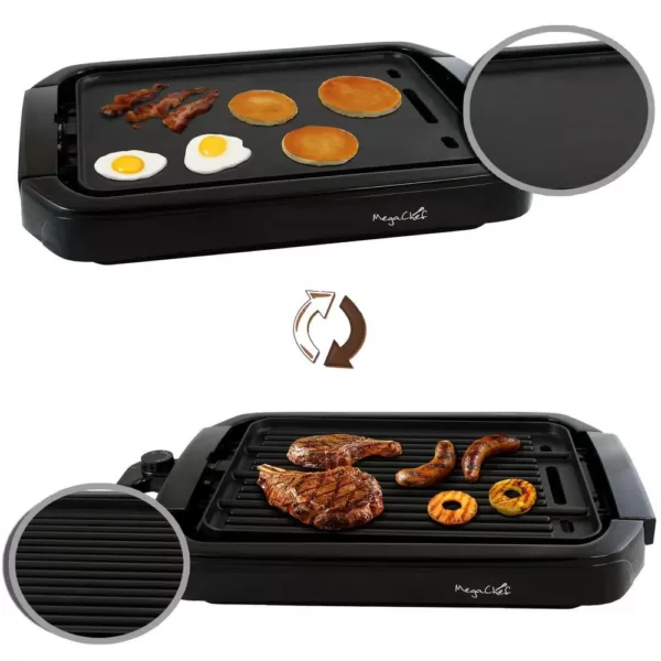 MegaChef 165 sq. in. Black Reversible Indoor Grill and Griddle