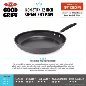 OXO Good Grips 12 in. Hard-Anodized Aluminum Ceramic Nonstick Frying Pan in Black with Comfort Grip Handle