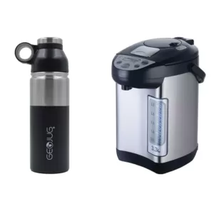 Brentwood Appliances 14-Cup Stainless Steel Instant Hot Water Dispenser and GeoJug 2.25-Cup Stainless Steel Vacuum-Insulated Water Bottle