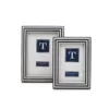 Two's Company Nautical Stripes Blue and White Resin Picture Frames Includes 2 Sizes: 4 in. x 6 in. and 5 in. x 7 in. (Set of 2)