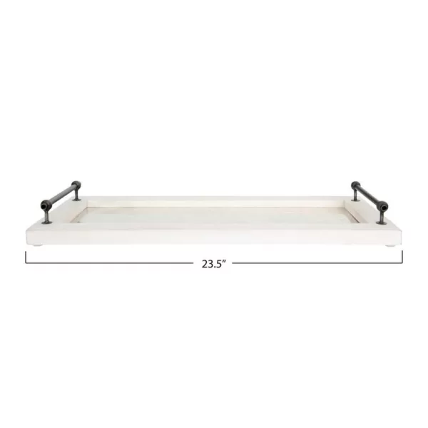3R Studios White Decorative Tray with Handles