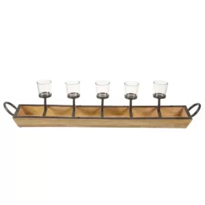 IMAX Shay 7 in. Natural Wood Candle Holder