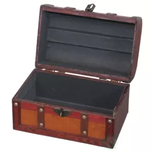 Vintiquewise 8.5 in. x 5.5 in.  x 5.5 in. Wood Faux Leather Decorative Faux Leather Treasure Box