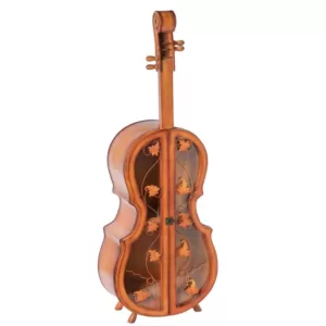 Vintiquewise Brown 4.5 Feet Tall Violin Shaped Cabinet With 2-Shelf and Acrylic Clear Double Door