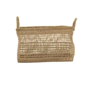 Zentique Rectangular Handmade Wicker Seagrass Woven Over Medium Baskets with Handles