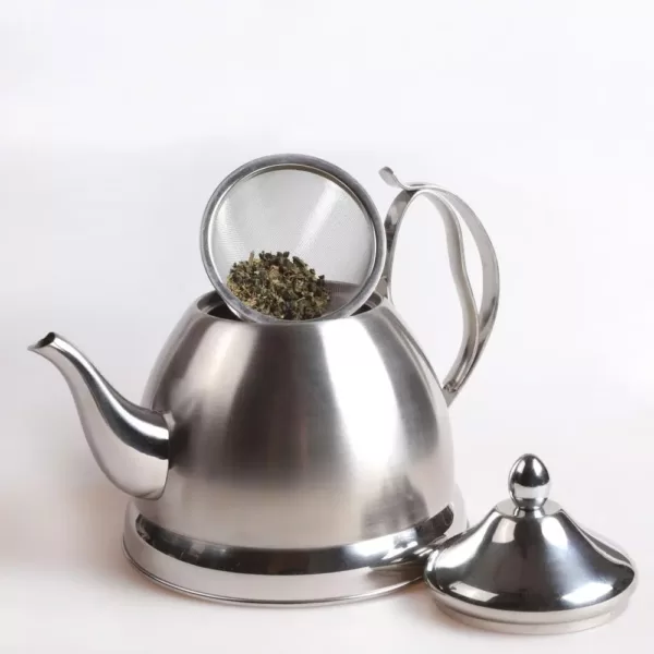 Creative Home Nobili-Tea 8-Cup Brushed Stainless Steel with Stainless Steel Infuser Basket Tea Kettle
