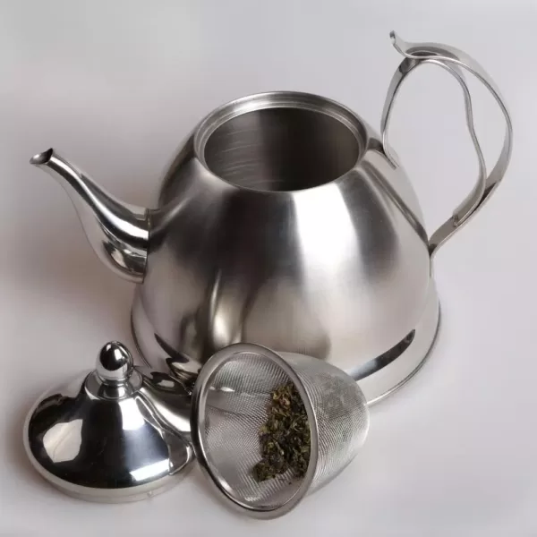 Creative Home Nobili-Tea 8-Cup Brushed Stainless Steel with Stainless Steel Infuser Basket Tea Kettle