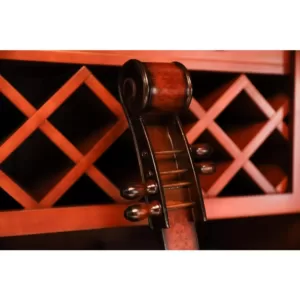 Vintiquewise 10-Bottle Cherry Brown Wooden Violin Shaped Wine Rack with Decorative Wine Holder