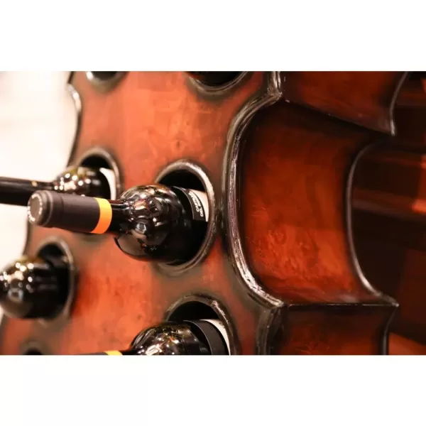 Vintiquewise 10-Bottle Cherry Brown Wooden Violin Shaped Wine Rack with Decorative Wine Holder