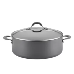 Circulon Radiance 7.5 qt. Hard-Anodized Aluminum Nonstick Stock Pot in Gray with Glass Lid