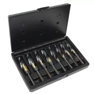 CLE-LINE 1877 High Speed Steel 1/2 in. Reduced Shank with Flat Black and Gold 9/16 in. - 1 in. x 16 Bit Set (8-Piece)