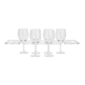 Mind Reader 19 in. W x 7 in. H x 0.5 in. D Acrylic Clear Barware 8-Wine Glass Holder with Built-In Handles