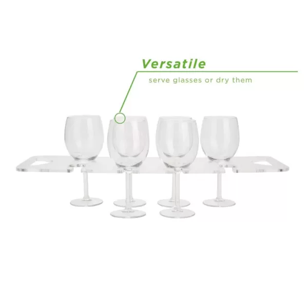 Mind Reader 19 in. W x 7 in. H x 0.5 in. D Acrylic Clear Barware 8-Wine Glass Holder with Built-In Handles