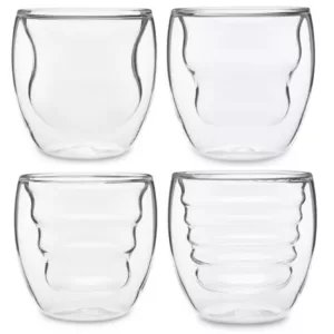 Ozeri Curva Artisan Series 8 oz. Double Wall Beverage Glasses and Tumblers (Set of 4)