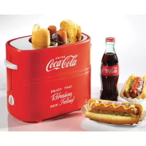 Nostalgia Retro Series 2-Slice Coca-Cola Long Slot  Hot Dog and Bun Toaster with Crumb Tray and Mini Tongs