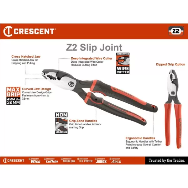 Crescent 6 in. Z2 Dipped Handle Slip Joint Pliers