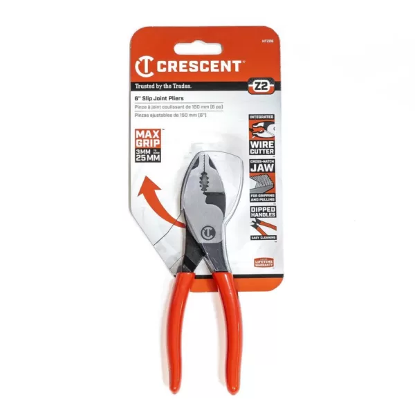 Crescent 6 in. Z2 Dipped Handle Slip Joint Pliers