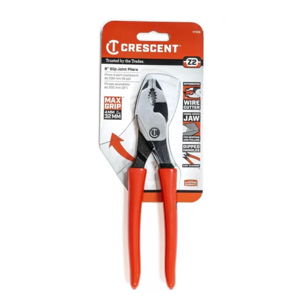 Crescent 8 in. Z2 Dipped Handle Slip Joint Pliers