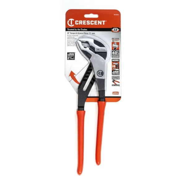 Crescent 12 in. Z2 K9 V-Jaw Dipped Handle Tongue and Groove Pliers