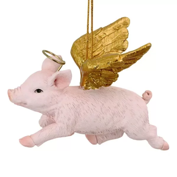 Design Toscano 3 in. Hog Heaven Flying Pig Angel Holiday Ornament