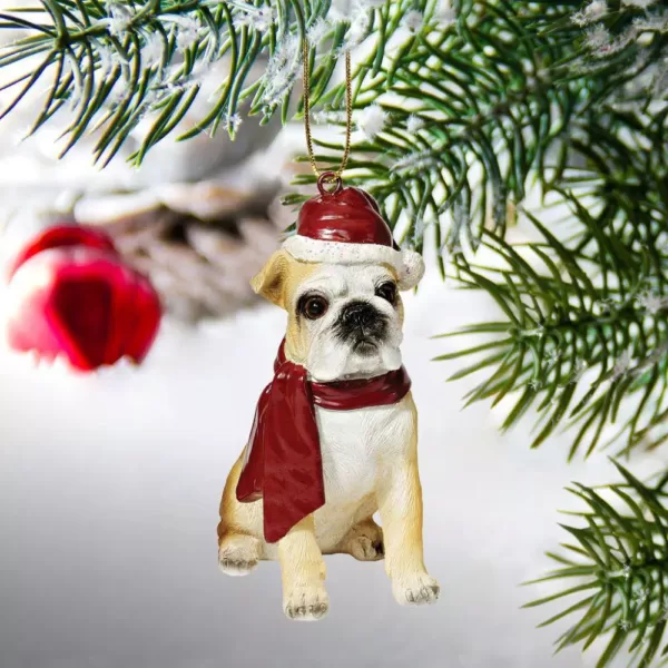 Design Toscano 3.5 in. Bulldog Holiday Dog Ornament Sculpture