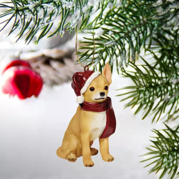 Design Toscano 3.5 in. Chihuahua Holiday Dog Ornament Sculpture