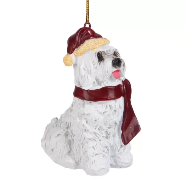 Design Toscano 3.5 in. Maltese Holiday Dog Ornament Sculpture