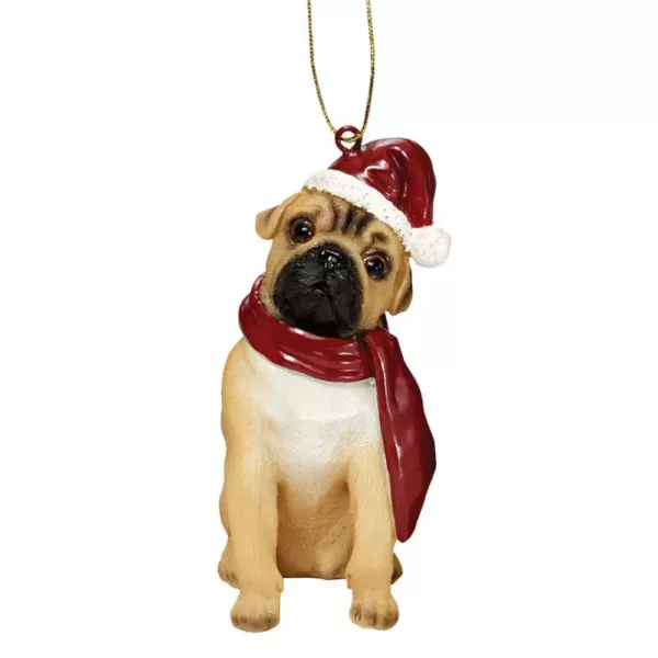 Design Toscano 3.5 in. Pug Holiday Dog Ornament Sculpture