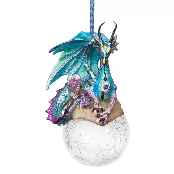 Design Toscano 5 in. Frost, the Gothic Dragon Holiday Ornament (3-Piece)