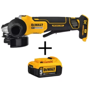 DEWALT 20-Volt MAX XR Cordless Brushless 4-1/2 in. Paddle Switch Small Angle Grinder with (1) 20-Volt 5.0Ah Battery
