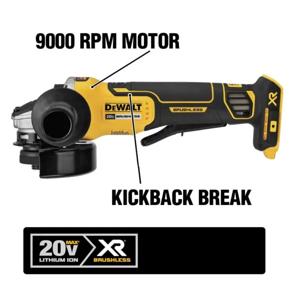 DEWALT 20-Volt MAX XR Cordless Brushless 4-1/2 in. Paddle Switch Small Angle Grinder with (1) 20-Volt 4.0Ah Battery & Charger
