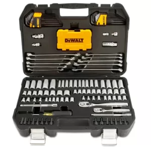 DEWALT 20-Volt MAX XR Cordless Brushless 3-Speed 1/2 in. Hammer Drill, (2) 20-Volt 5.0Ah Batteries & Mech Tool Set (142-Piece)