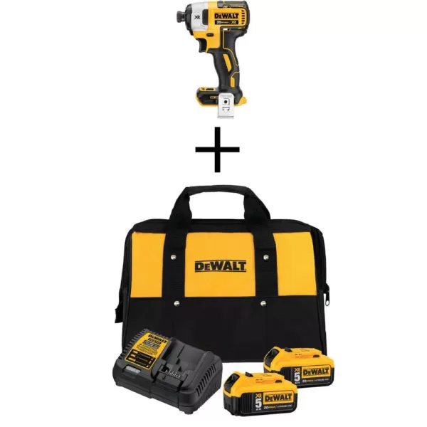 DEWALT 20-Volt MAX XR Cordless Brushless 3-Speed 1/4 in. Impact Driver with (2) 20-Volt 5.0Ah Battery & Charger