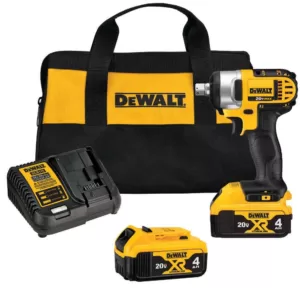 DEWALT 20-Volt MAX Cordless 1/2 in. Impact Wrench Kit with Detent Pin, (2) 20-Volt 4.0Ah Batteries & Charger